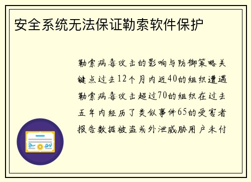 安全系统无法保证勒索软件保护 